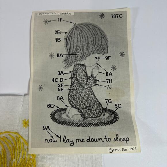 Creative Stitchery Moppets Crewel Kit Now I Lay me down Sleep Incomplete - Picture 6 of 9